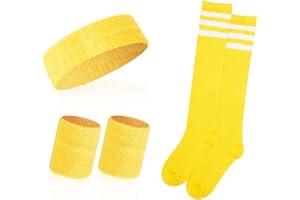 Haakong Striped Sweatbands Set Sports Headband and Wristbands Sweatbands Striped Sweatband Set for Men and Women