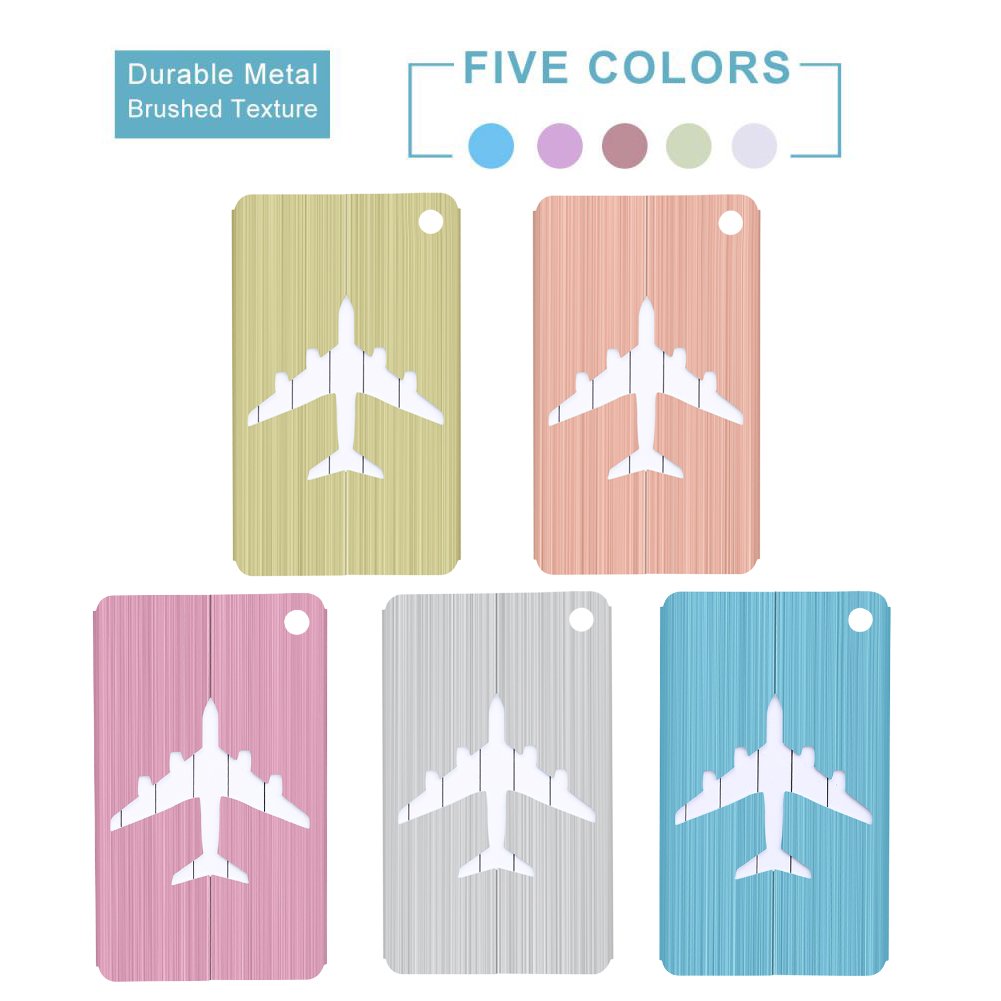 Aluminum Luggage & Suitcase Tags Travel ID Identification Labels Set For Bags -5 pack