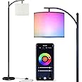 SUNMORY ARC Floor lamp, Smart APP Remote Control Standing Floor lamp with RGB Bulb, Tall Lamp with Hanging Lampshade, Dimmable Floor Lamp, Modern Floor Lamps for Living Room, Bedroom, Office