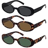 WOWSUN Retro Oval Sunglasses for Women Trendy 90s Vintage Small Face Shades Sun Glasses UV Protection