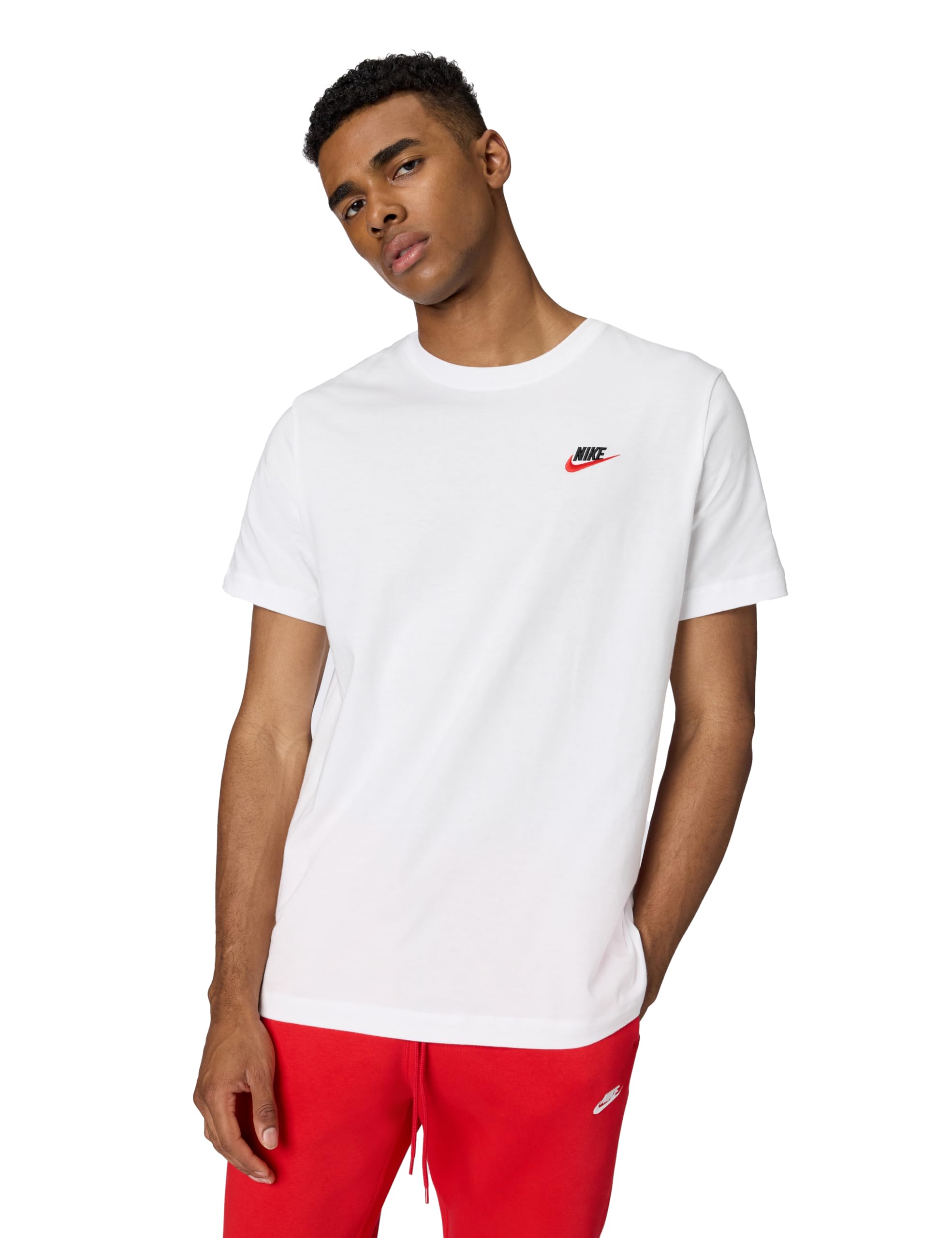 Photo 1 of Nike Men's Sportswear Club T-Shirt, White/Black/University Red, X-Large