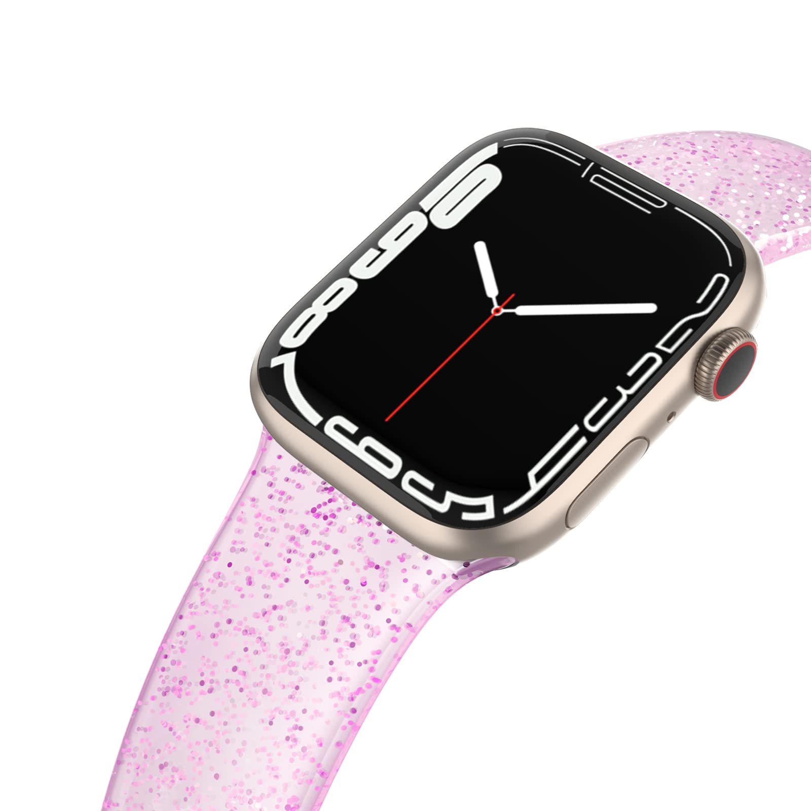 EDIMENS Sport Band Compatible with Apple Watch 41mm 38mm 40mm Band, Shiny Bling Glitter Silicone Soft Thin Small Replacement Wristband Compatible for iWatch Series 8 7 6 5 4 3 2 1 SE Sport Edition