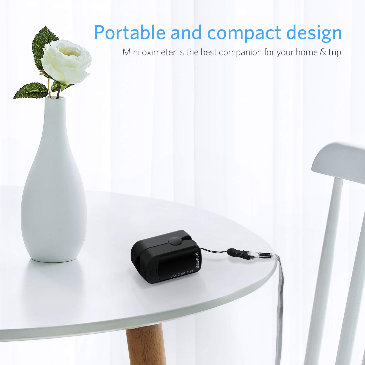 Pulsoximeter, Oximeter mit Pulsmesser mit 4 Richtungen rotierendem OLED Display Fingeroximeter für die Messung des Puls und der Sauerstoffsättigung am Finger, Schwarz