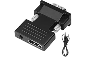 leizhan HDMI to VGA Converter Adapter, HDMI Female to VGA Male Converter Connector Adapter with 3.5mm Jack Stereo Audio Outpu