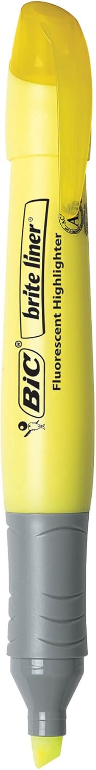 BIC Brite Liner Highlighter, Tank Style, Chisel Tip, Box of 12 Assorted Fluorescent Highlighters : Office Products