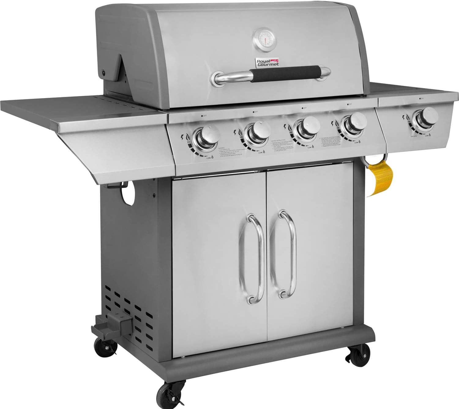 Review Royal Gourmet GG4302S 4 Propane Gas Grill with Side Burner, 57,000BTU, Stainless Steel