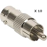 BW® 10 x BNC Female to RCA Phono Male Plug Adapter - CCTV to Composite Video