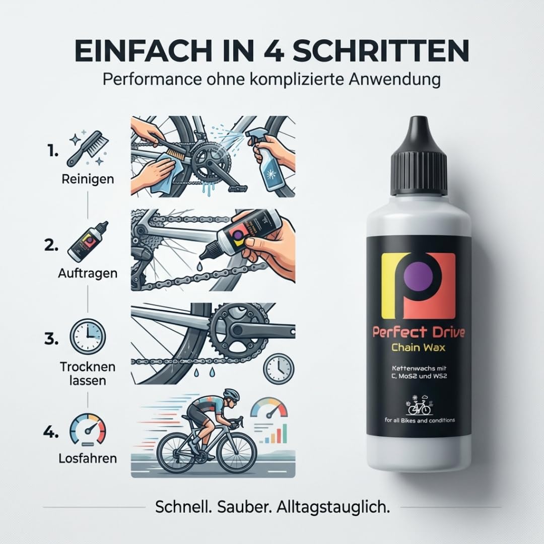 Perfect Drive Chain Wax – Premium Kettenwachs mit Graphit, MoS₂ & WS₂ – Für Rennrad, Gravel, MTB & E‑Bike 5