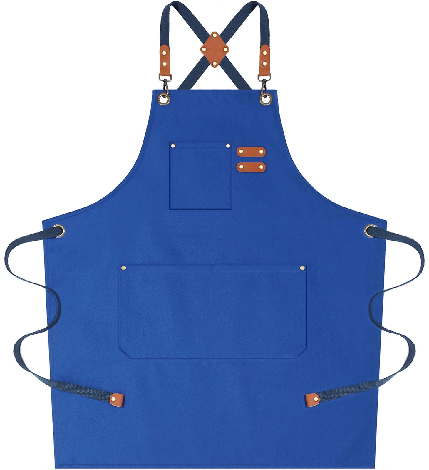 Photo 1 of AFUN Chef Aprons for Women Men with Oversized Pockets, 12-Ounce Cotton Canvas Cross Back Water Repellent Apron (Royal Blue)