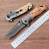 Browning Knives X50 Tactical Folding Knife, Wood + Carbon Fiber Handle, Blade 440C 57HRC EDC Camping Survival Pocket Folding Knife