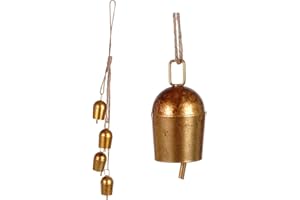 cnomg Christmas Bells for Wreaths 4 Vintage Bells on Rope Decorative Cow Bell for Weddings Parties Christmas DIY Wreaths