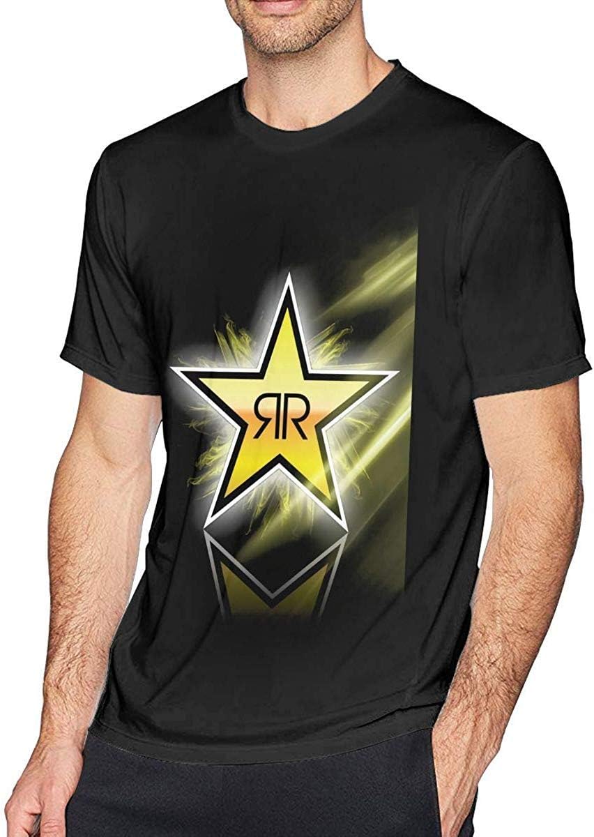 PvezTFi Mens Classic Rockstar Energy Drink T Shirt Black