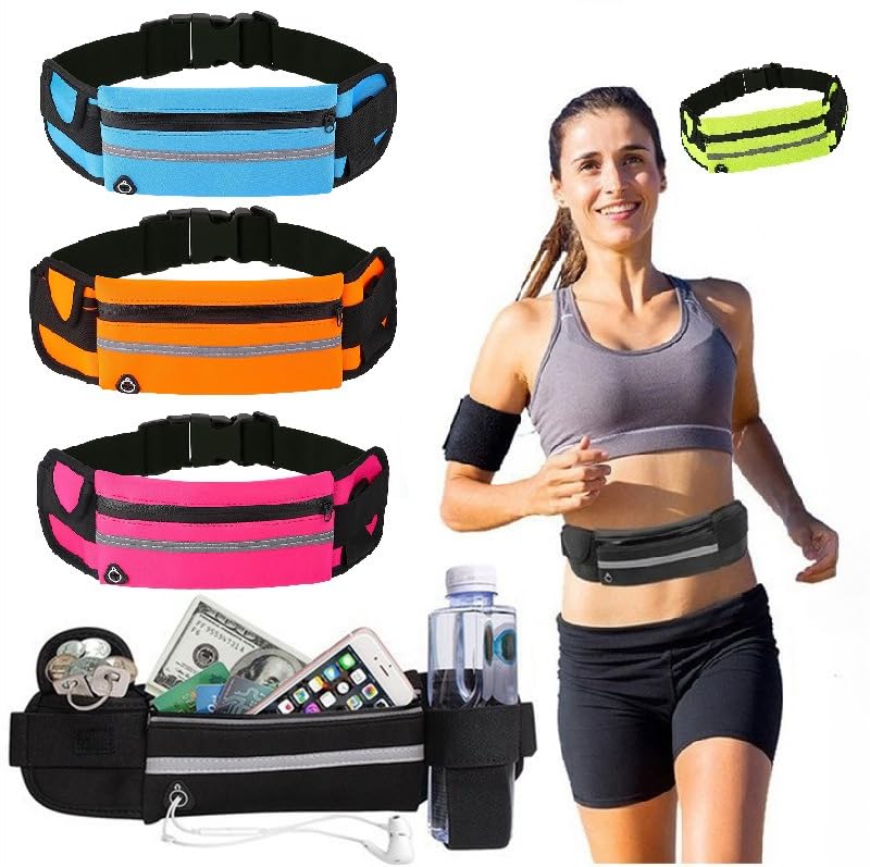 Waterproof Running Waist Bag Fanny Pack for Women Men with Headphone Port Phone Pouch Sports Belt (Gray)