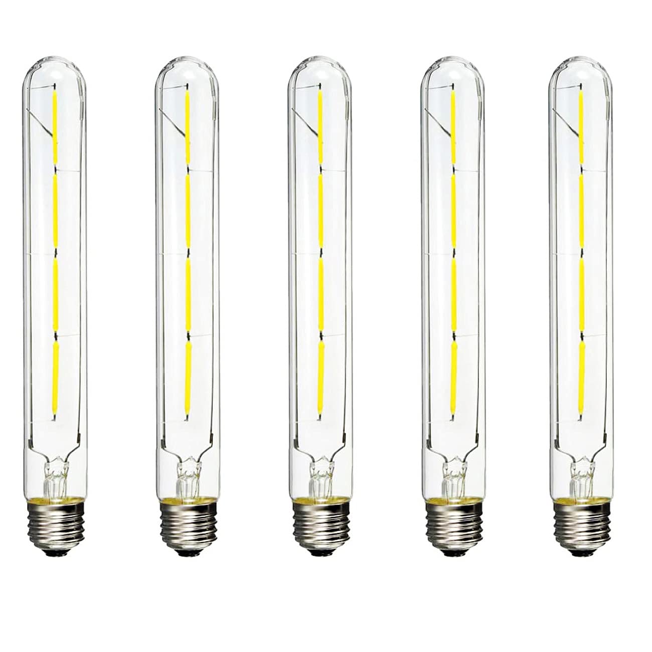 Aiwerttes 4W Tubular Edison Style LED Filament Bulb Non-Dimmable, Model T30 Nostalgic Led Light Bulb, E27 Screw Base, 6500K Cool White, 400LM, Clear Glass Cover, 5 Pack