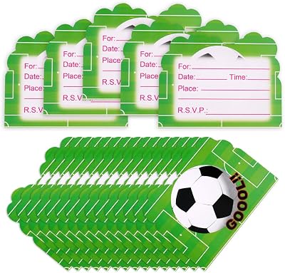 OFFCUP Kids Football Party Invitations - 20 Pack Birthday Cards for Boys Girls