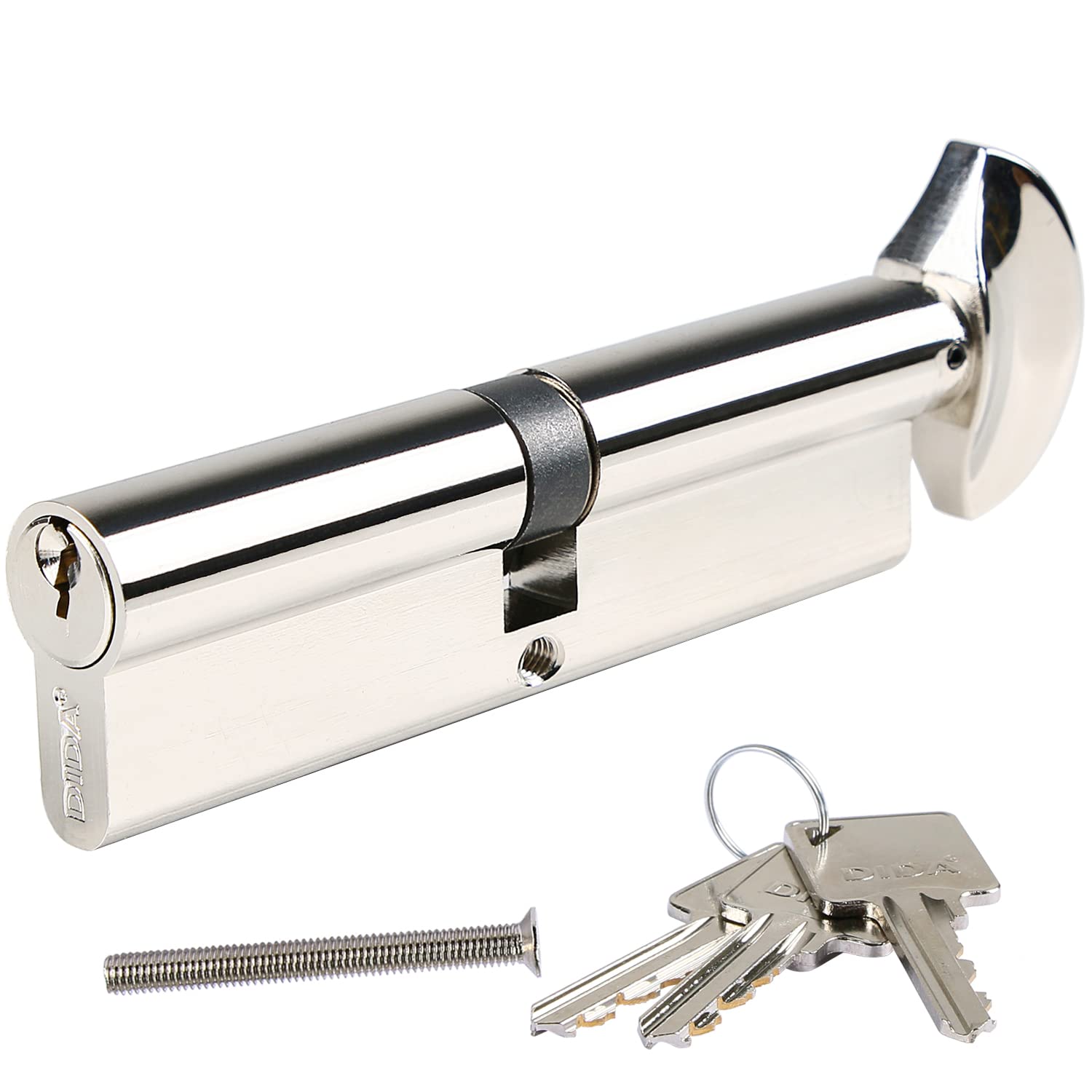 DIDA® 100mm(50T/50) Thumb Turn Euro Cylinder Lock,UPVC Barrel Lock with 3 Keys Anti-Pick,Anti-Bump,Anti-Drill,High Security,Polished Nickel Finish,Suitable for All Door Types,BS EN 1303:2005 — image 1