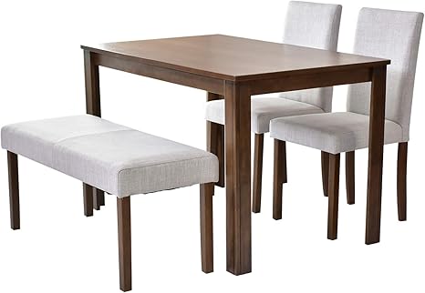Amazon Doris ダイニングテーブル 4人用 ダイニングテーブルセット 4点セット 幅1cm 天然木 ダイニングテーブル チェア 4人掛け 組立式 ブラウン レベッカ4点 ダイニングセット オンライン通販