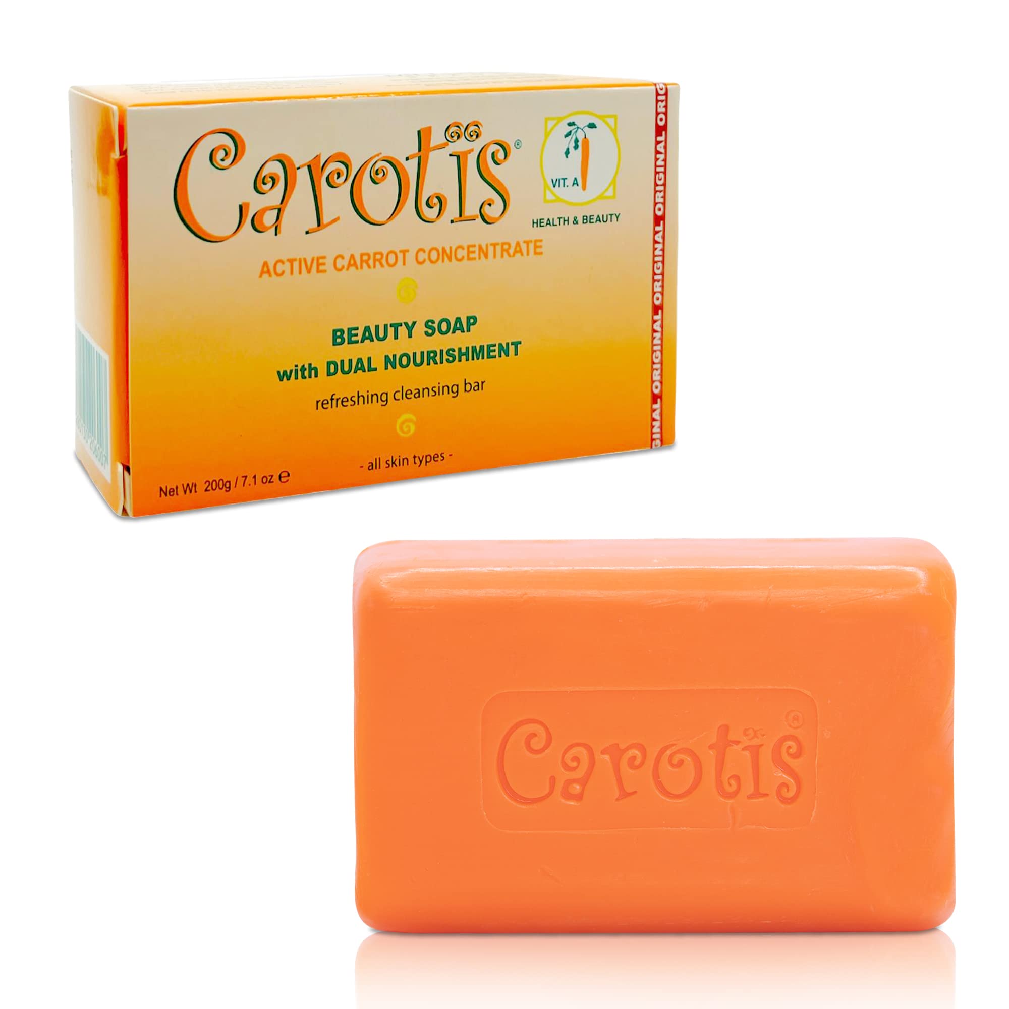 Carotis, Skin Brightening Soap - 200g / 7.1 Fl oz - Exfoliating Cleansing Bar, Natural Moisturizing Beauty Soap, Improves Skin Tone, with Vitamin A