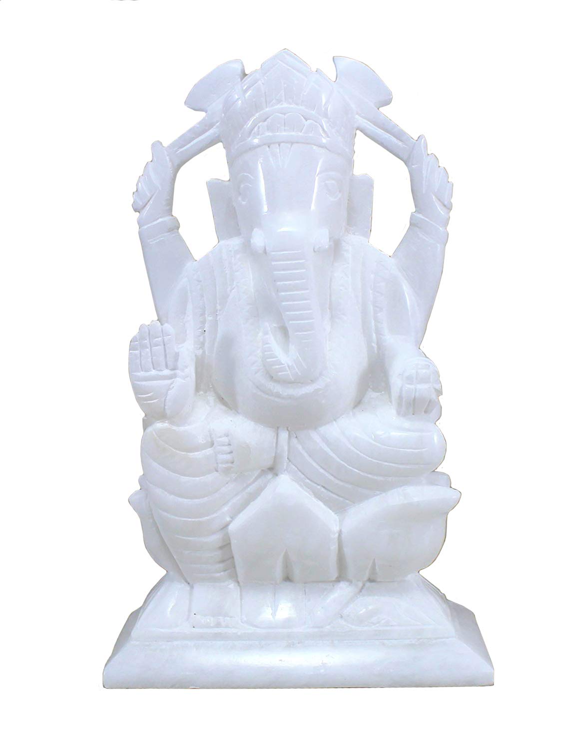 StonKraft 9" White Indian Marble Stone Pooja Puja Ganesh Ganesha Ganpati Ganapati Murti Idol