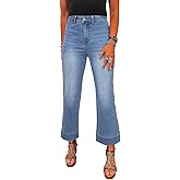 SHEWIN Women Wide Leg Jeans High Waisted Stretch Denim Pants Inseam 25-26 inch