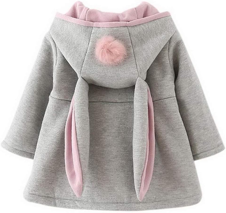 OdziezetBaby Girl Rabbit Ear Jacket Long Sleeve Button Down Ear Coat Toddler Kids Fall Winter Hoodie Outerwear