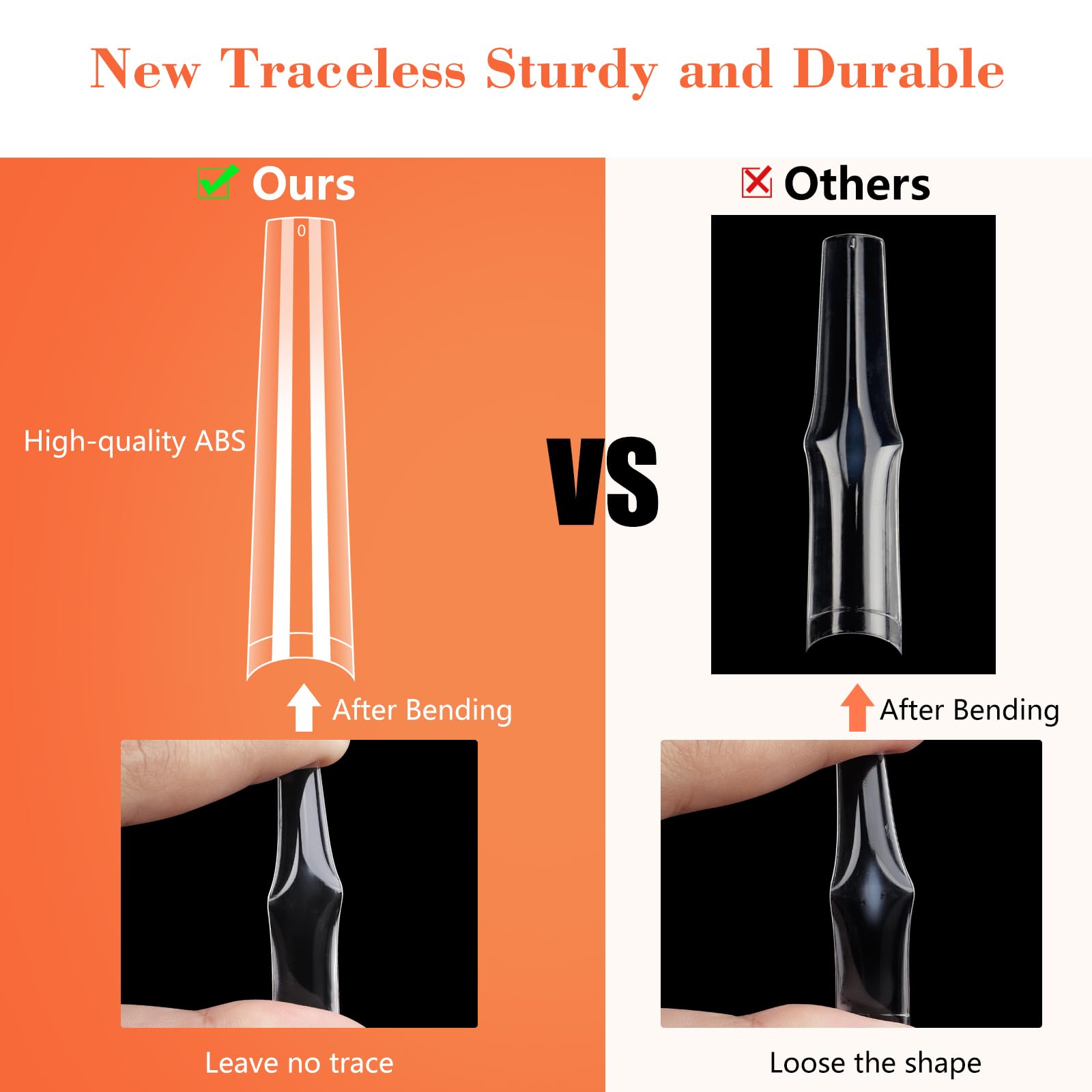 Long Clear Coffin Nails Tips: 504Pcs XXXL Extra Long No C Curve Nail Tips Coffin - Half Cover Gel Acrylic Nail Tips for Women Salons Home DIY with 2 Nail Files - Image 3