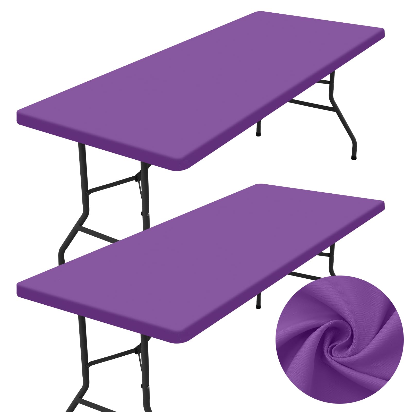 Photo 1 of (only one) homing 2 Pack Rectangle Table Cloth, Elastic Fitted Fabric Tablecloth Fits for 6 Foot Folding Tables