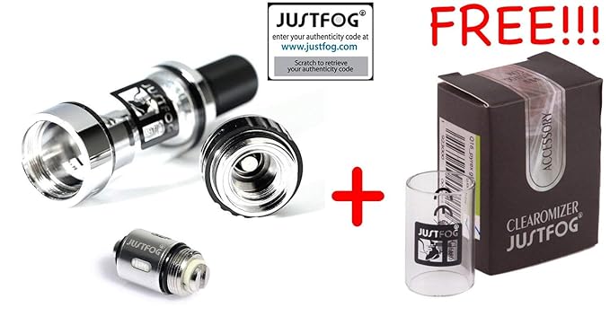 [100% AUTHENTISCH Clearomizer Verdampfer JUSTFOG Q16 2ml Tank Atomizer + 1 Frei ersatzglas fur JUSTFOG Q16