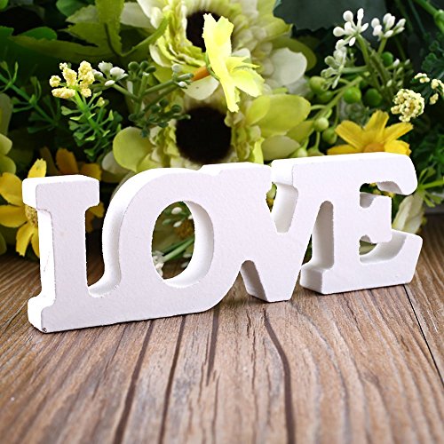 Kicode Wooden Letter LOVE Table Top Freestanding Sign Centerpiece Free Standing Party Home Decor â€œLOVEâ€ Theme H (white,1pc)