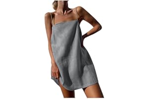 LMSXCT Womens Linen Spaghetti Strap Sleeveless Summer Mini Dresses Cute A-Line Back Zip Short Cami Dress Beach Party Sundress