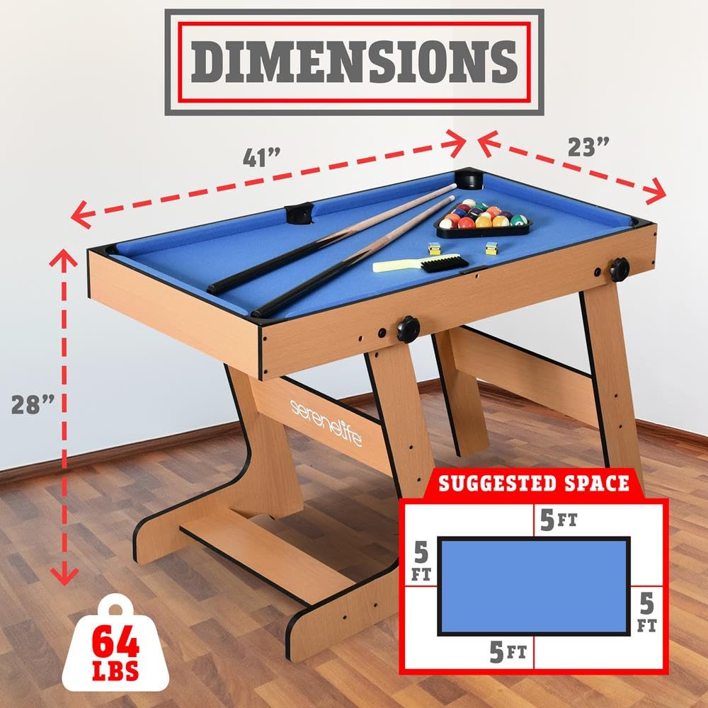 Photo 1 of **CORNER CRACKING**SereneLife 5in1 Folding Multi Game Table, 40" Full Size Combo Sports Arcade Game with Foosball Soccer, Ping Pong, Pool Billiards, Bowling & Shuffleboard Set, Wood Construction for Play Rec Room