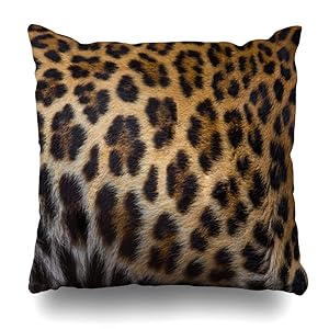 WAYATO Pillow Case Cotton Polyester Blend Throw Pillow Covers Close Up of A Beautiful Leopard Skin Background Bed Home Decor Cushion Cover 18X18 Inch