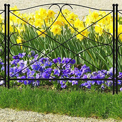 Amagabeli 60CM X 300CM Gartenzaun Metall Zaunelementen Gartenzaun Dekorative Zaun Komplettset Zaun Metall Holz Draht… – Bild 7