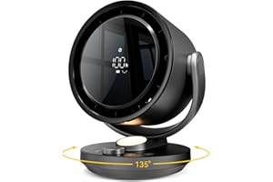 let'me Desk Fan, 100-Speed Table Fan with Digital Display, Rechargeable Portable Fan with Warm Night Light, 135°Auto Oscillating Fan and 12H Timer, Small Quiet Desk Fan for Bedroom, Home, Office