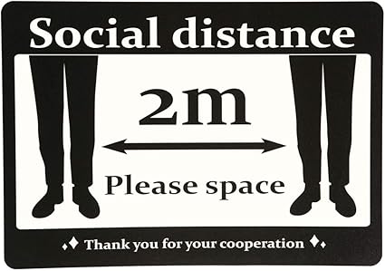 Amazon ソーシャルディスタンス シール ステッカー 5枚入り 入り口 横型 サイズ 21cm 29 7cm 防水 耐水 耐熱 ラミネート 屋内 店舗用 英語 Social Distance Please Space コロナウイルス 対策 Sd04e ブラックb シール ステッカー 文房具 オフィス用品
