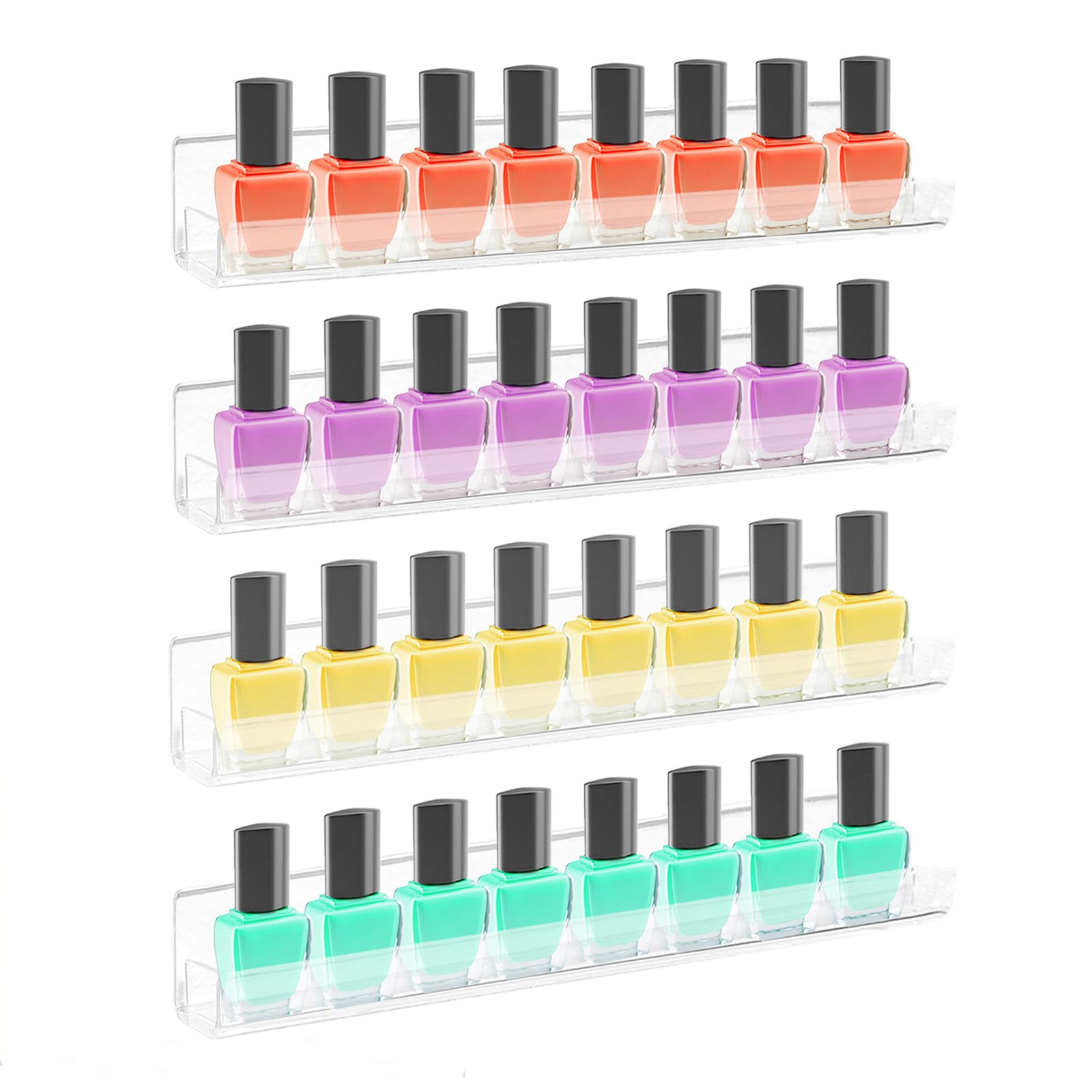 ROYALITA 4-Pack Acrylic Shelves - Nail Polish Organizer Wall Mounted ...