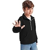 Haloumoning Boys Thumb Hole Sweatshirts Half Zipper Long Sleeve Fleece Pullover with Pockets 5-14 Years