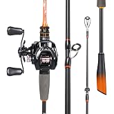 Sougayilang DC Baitcaster Combo &ndash; Digital Anti-Backlash Reel 7.2:1 18.5LB Drag, IM6 Graphite 2-Piece Rod, M/MH Power, Stainless Steel Guides for Bass Trout Walleye Pike