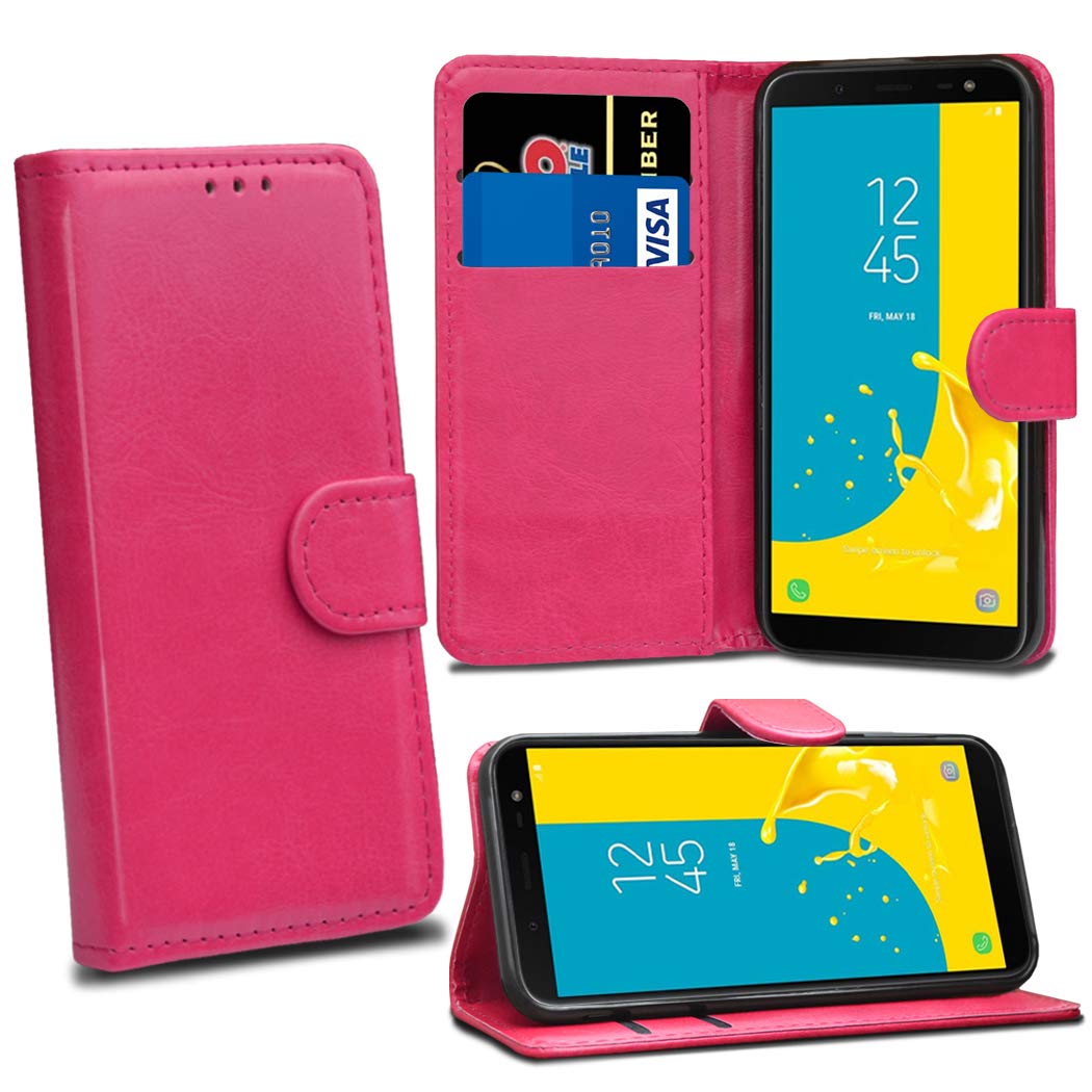 Samsung Galaxy J6 2018 J600F Cases - Pink Premium Wallet Leather Flip Case Cover For Samsung Galaxy J6 2018 [Card Holder] [Magnetic Closure]