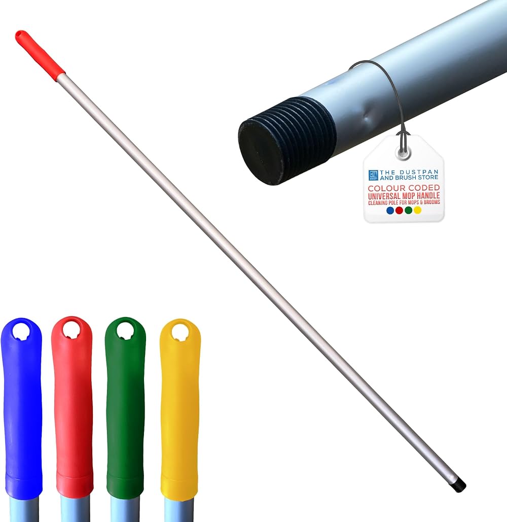 TDBS Colour Coded 120cm Aluminium Mop Handle Red Universal Fitting