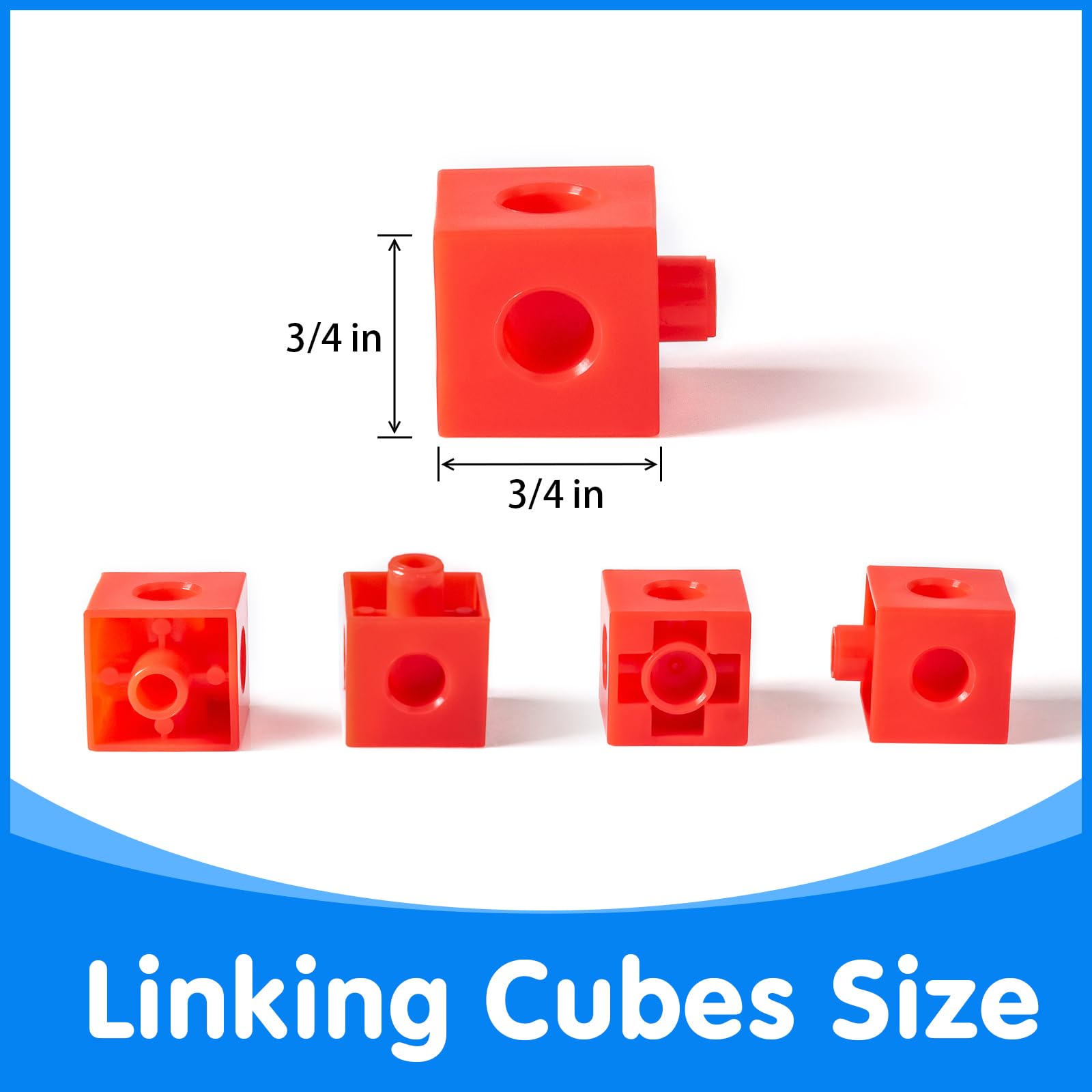 Odoorgames 100 Pcs Math Linking Cubes with 384 Cartoon Stickers – Essential Counting Cubes for Kids Math Learning and Fun Activities