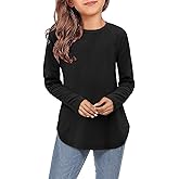 storeofbaby Girls Casual Long Sleeve Shirts Round Neck Tops Loose Fit Tunic Blouses