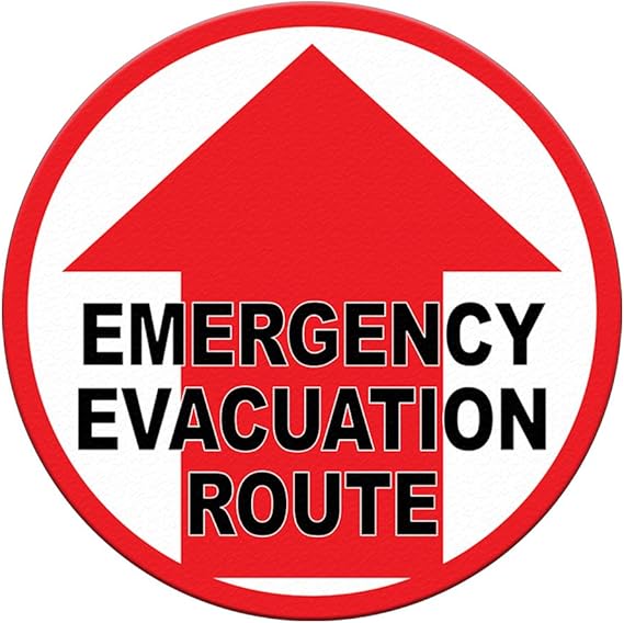 Emergency Evacuation Route Floor Decals Red AntiSlip