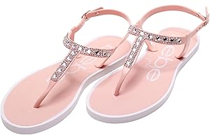 bebe Girls Sandals - 1 Pack or 2 Pack Open Toe Summer Dress Flat Thong Girls T Strap Sandals with Ankle Strap for Little Kids