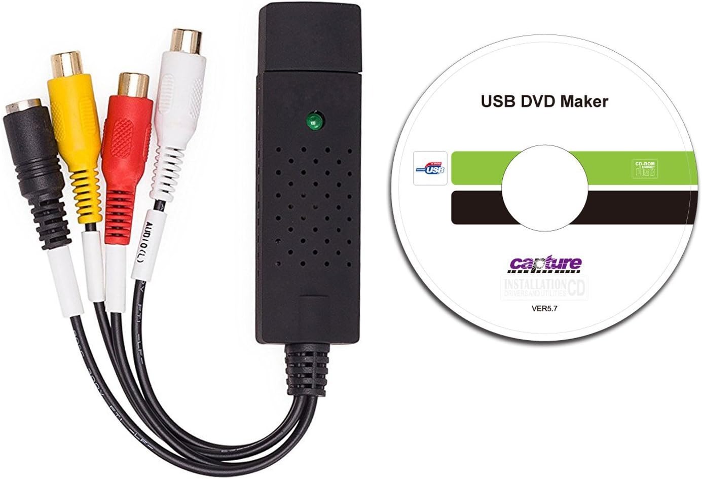 USB 2.0 Audio/Video Converter - Digitize and Edit Video from Any Analog Source Including VCR, VHS, DVD: Electronics