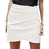 Vetinee Women's Tulip Hem Shirred Washed Casual Bodycon Short Jean Denim Skirt