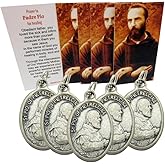 Westmon Works Padre Pio Pendants Medals and Holy Card Catholic Saint Bulk Pack Set, 5 of Each