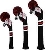 Scott Edward Knitted Golf Head Covers Set 3pcs Driver Fairway Hybrid Black