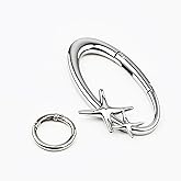 Cute Star Carabiner Keychain, Extra-Large Cool Y2K Karabiner Accessories, Silver Zinc Alloy Key Ring Clip Buckle for Bag Charms Purse Backpack, Heavy Duty Starlight Belt Loop Clip