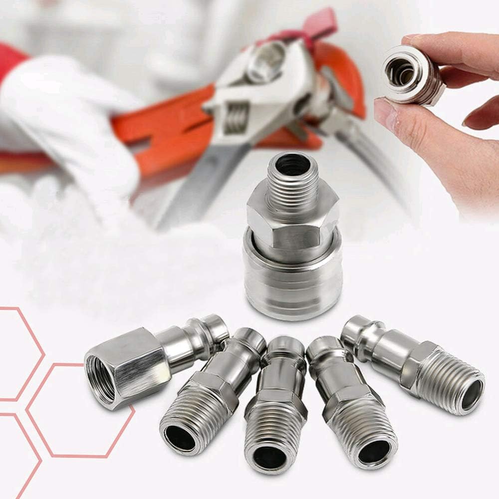 3DBUYER 12 Pcs Air Line Connectors 1/4" BSP Euro Airline Hose Compressor Fittings Air Coupler and Plug Kit Male Female Thread Quick Release Connector Fittings Set - Image 5